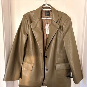 Dynamite Olive Faux Leather Blazer